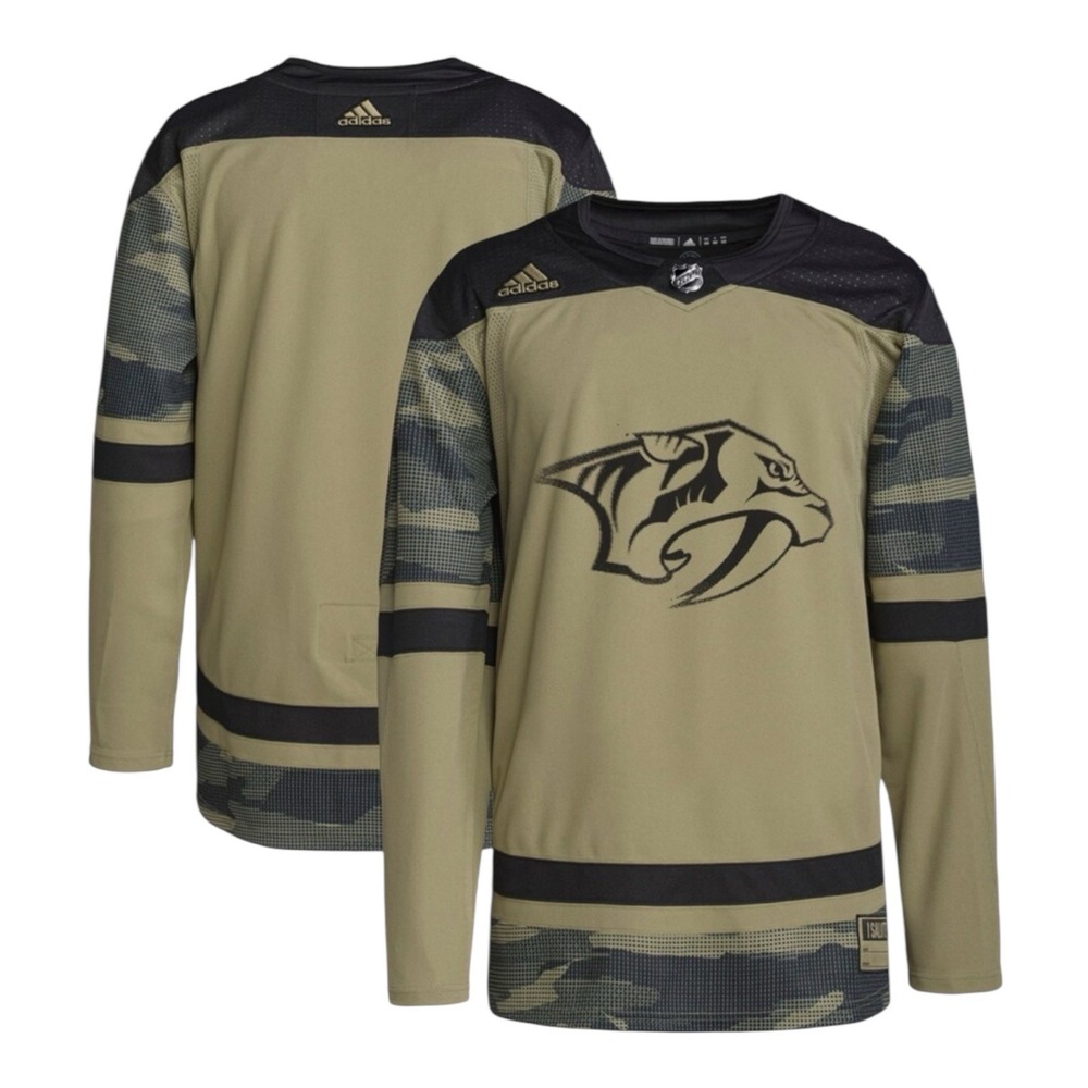 Adidas Nashville Predators Military Appreciation Practice Jersey Sz 46 Camo NHL